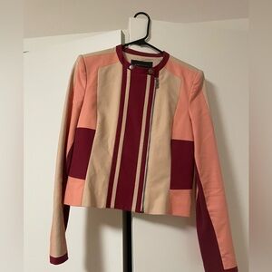 Bcbg Maxazria Moto Blazer Jacket Erin Small, Bare / Pink Combo, Color block EUC!